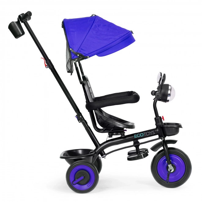 Tricycle pour enfants 3en1 avec siège pivotant, toit, bleu, ECOTOYS