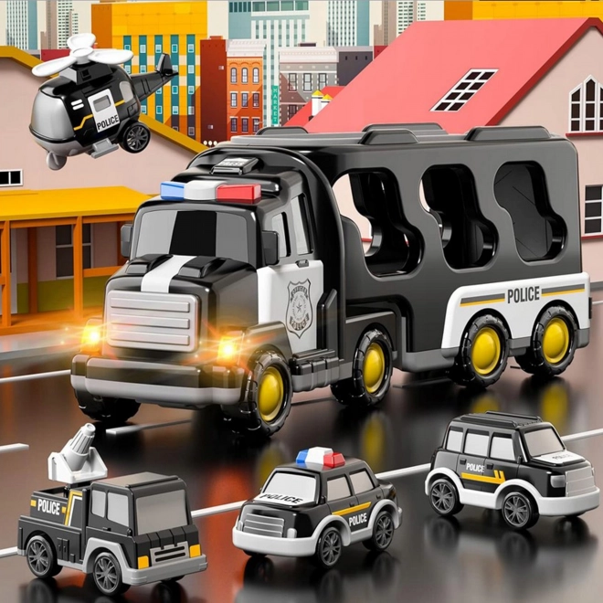 Camion de remorquage policier Woopie avec un ensemble de 5 véhicules