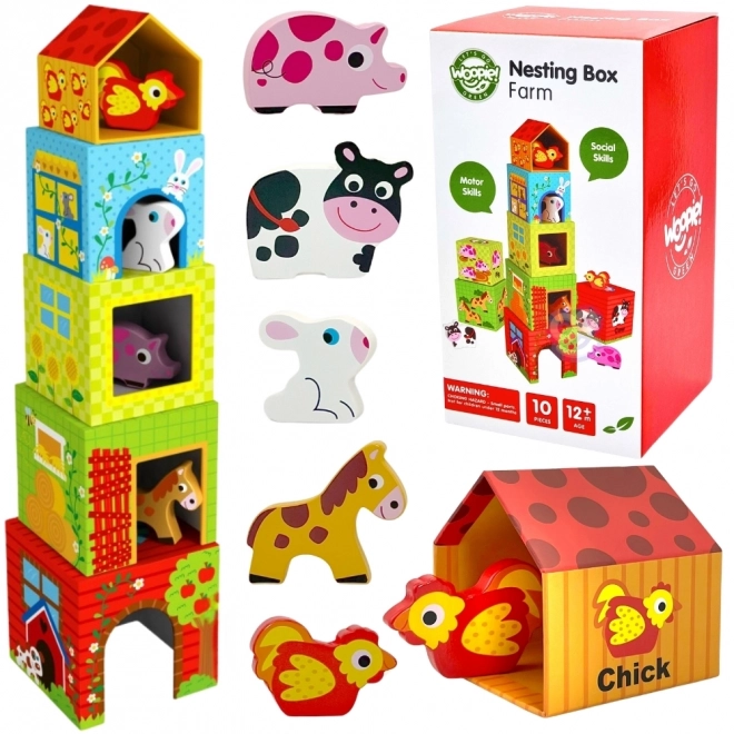 Woopie puzzle de ferme verte avec blocs et figurines