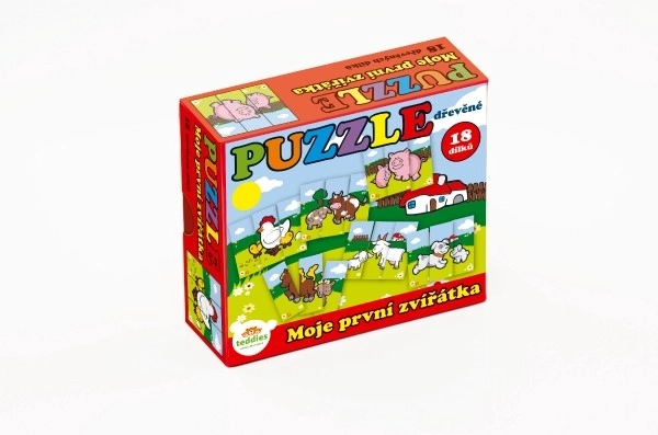 Puzzle Mes premiers animaux en bois 18 pièces pour les plus petits en boîte 13x11,5x4,5cm 12m+ MPZ