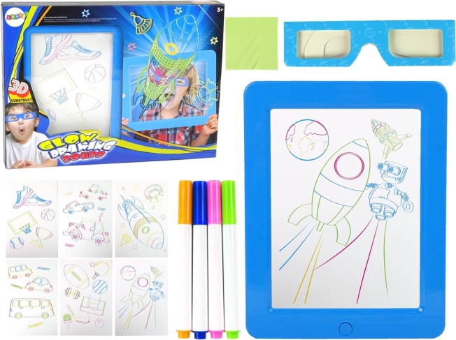tablette de dessin 3D magique rétroéclairée – bleu