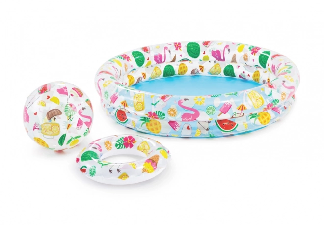 Ensemble de piscine fruits et flamant rose