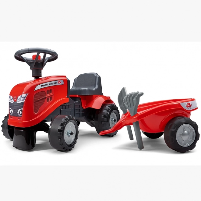 Tracteur pousseur Massey Ferguson rouge avec volant et