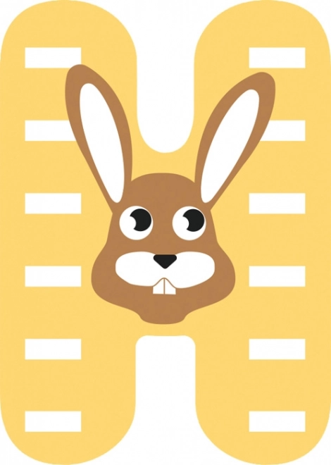 Lettre en bois H avec lapin