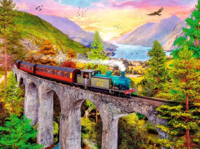 Puzzle Balade automnale en train 1500 pièces