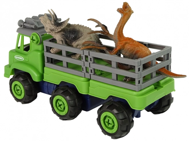Camion de transport avec dinosaures