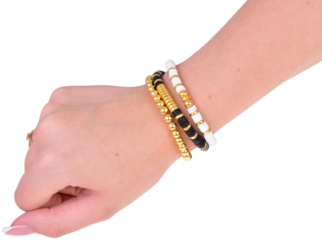 Ensemble de perles pour créer un bracelet d'amitié en or, noir et blanc