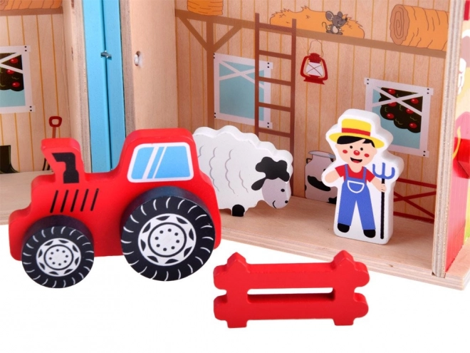 Maison pliante en bois avec ferme d'animaux