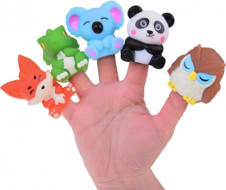 Marionnettes à doigts en caoutchouc ZOO animaux - ensemble de 5 figurines