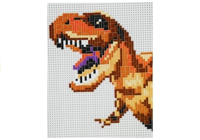 Grande mosaïque avec dinosaure, chevilles colorées