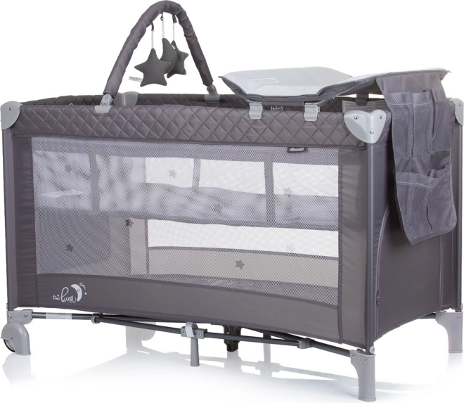 Lit parapluie avec matelas à langer Luna Chipolino – Gris cendré
