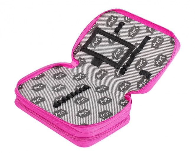 Trousse scolaire à deux étages Logo rose BAAGL