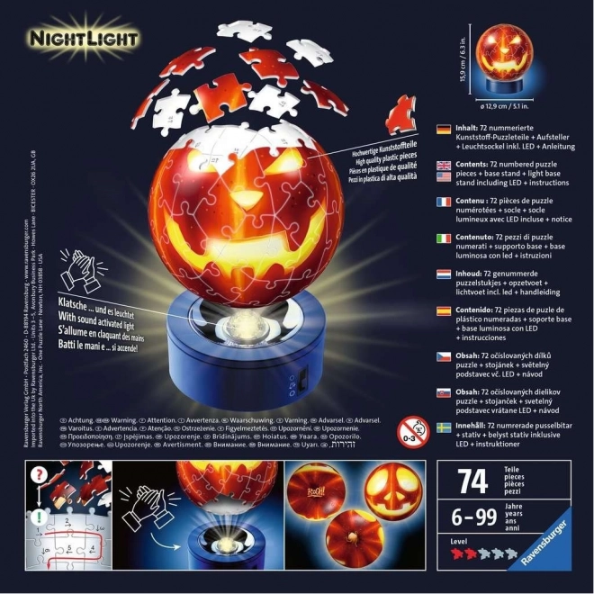 Ravensburger 3D tête de citrouille lumineuse 74 pièces