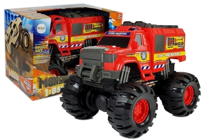 Monster Auto Camion de pompier Grandes roues 1:8 40 cm x 30 cm x 35 cm