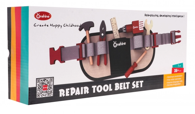 Ensemble d'outils en bois avec ceinture pour enfants 3+ Ensemble de petit bricoleur