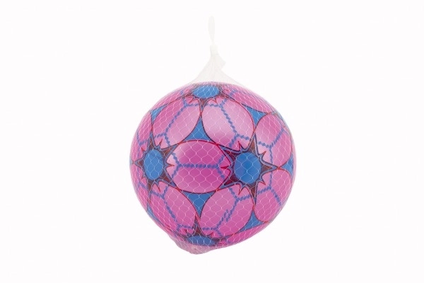 Balle colorée gonflée en caoutchouc 23cm mélange de couleurs dans un filet