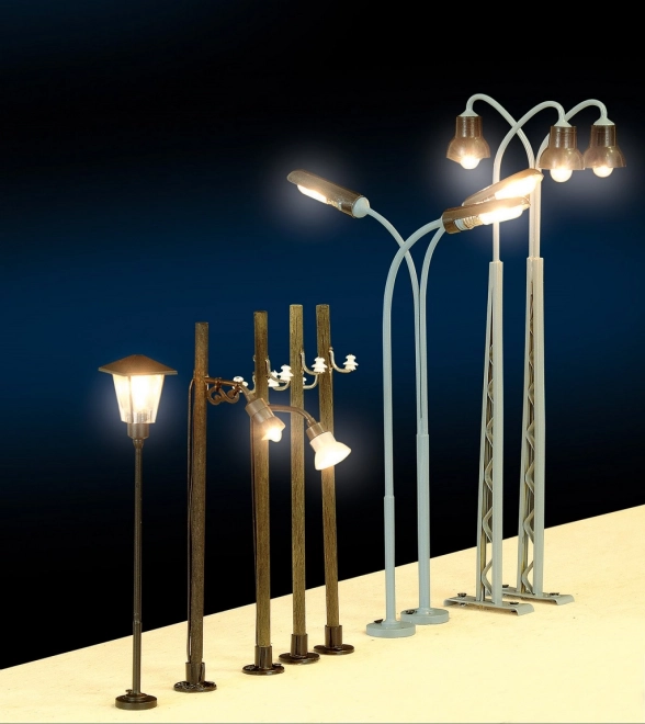 Piko lampadaire en bois à LED pour réseau ferroviaire miniature, mono-lampe