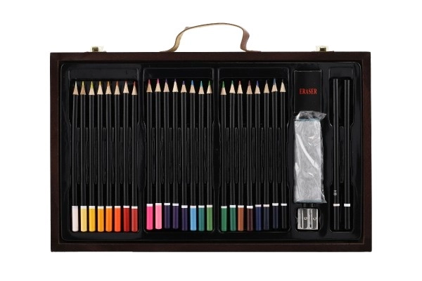 Ensemble de peinture Art box dans une mallette en bois - 79 pièces