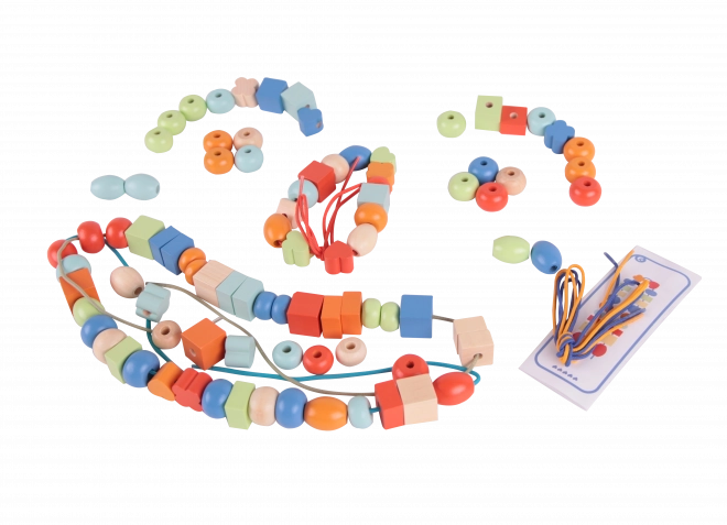Classique Monde Perles en Bois à Enfiler - 96 pcs