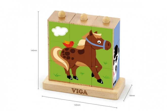 Cubes en bois 9 pcs - ferme