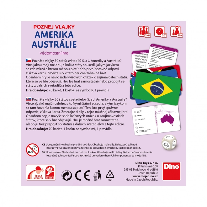 Dino Jeu de voyage Connaître les drapeaux - Amérique et Australie