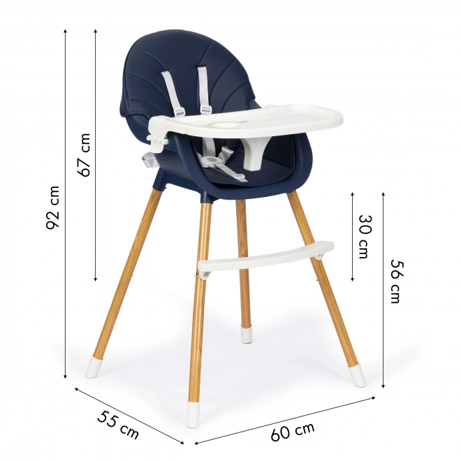 Chaise Haute Ecotoys 2-en-1 bleue