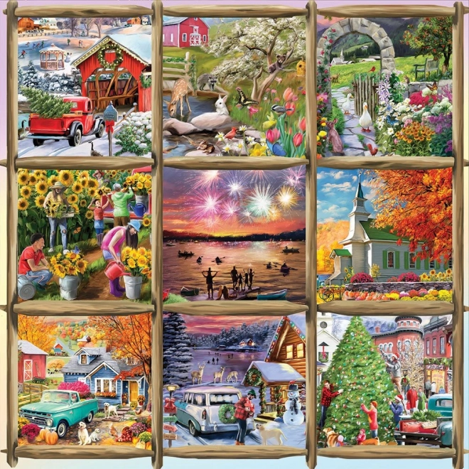 Puzzle Carré Collage Printemps, Été, Automne, Hiver 1000 pièces