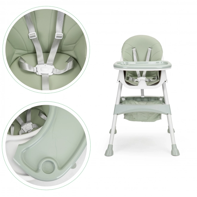 Chaise haute 2en1 avec harnais 5 points ECOTOYS Azure