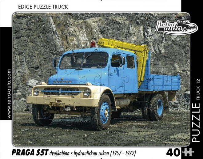 Puzzle rétro autos Praga S5T avec bras hydraulique
