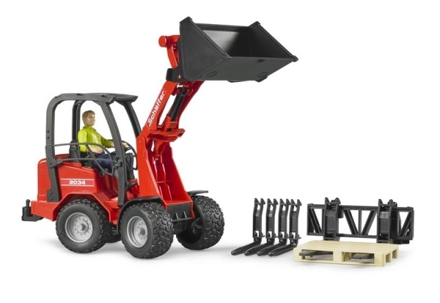 Chargeur rouge Bruder Schäffer 2034 avec figurine et accessoires
