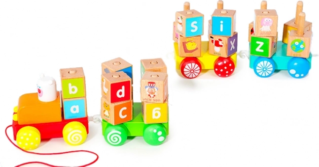 Train en bois avec blocs éducatifs de l’alphabet par Ecotoys