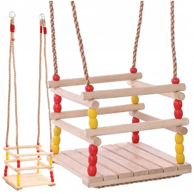 Balançoire de jardin pour enfants avec balustrade en bois