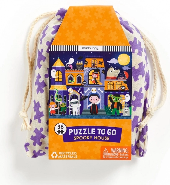 Puzzle Maison Hantée de Mudpuppy dans un sac en tissu