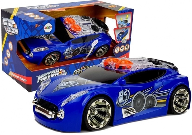 Voiture de sport DJ avec haut-parleurs sur le toit Lumières musicales