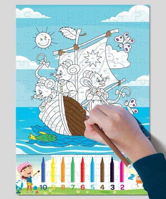 Puzzle à colorier division - 100 pièces