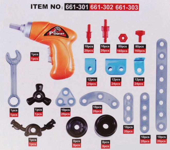 Kit de construction pour enfants + tournevis électrique + outils + 10 modèles à construire - 552 pièces