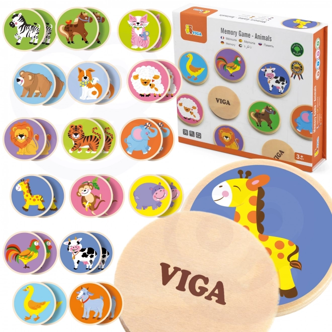 Mémo en bois animaux - 32 pièces