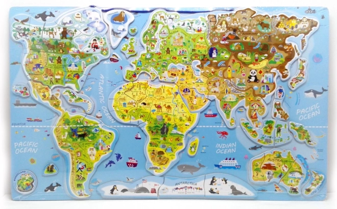 Puzzle magnétique carte du monde - images et jeu 2en1