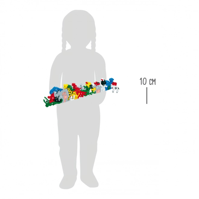 Puzzle en bois animaux avec lettres et chiffres