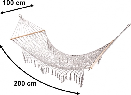 Hamac de jardin Boho avec franges gris 200 cm