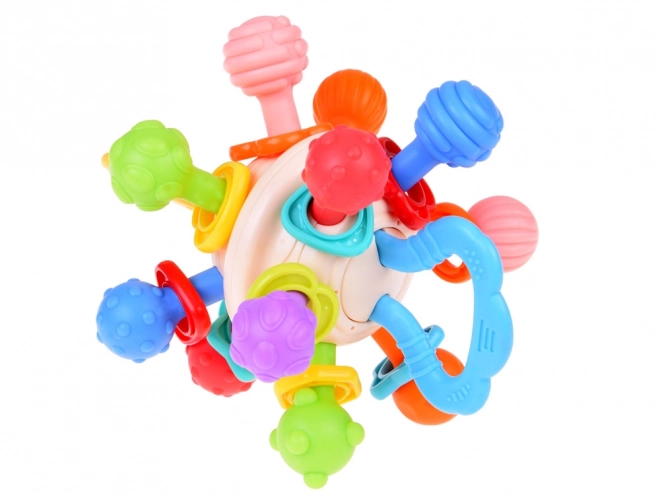 Anneau de dentition pour nourrissons boule ronde avec diverses saillies