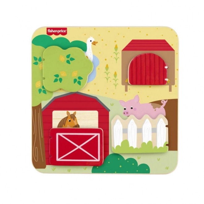 Fisher-Price Jeu en Bois Cache-cache avec Animaux
