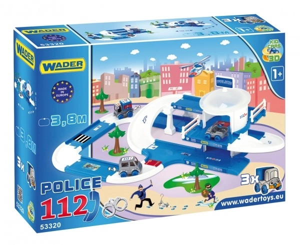 Garage+route Kid Cars 3D Police plastique 3,8m dans une boîte 59x40x15cm 12m+ Wader