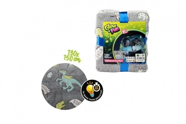 Couverture Dinosaurus lumineuse dans le noir en peluche 130x150cm grise