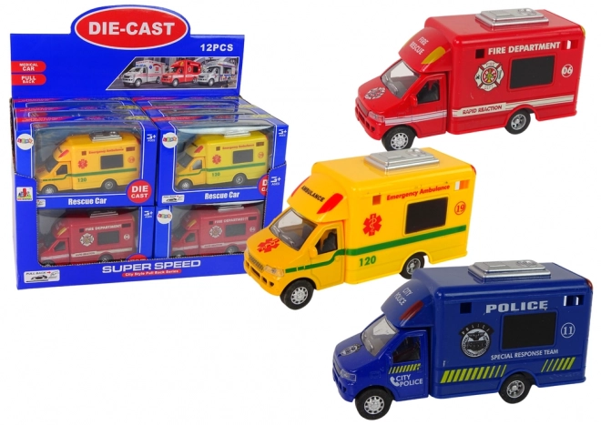 Véhicules de secours à friction - Police, Pompiers, Ambulance