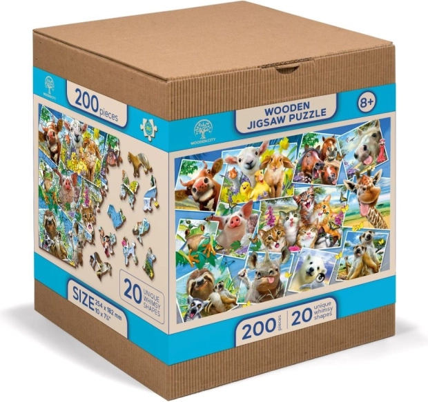 Puzzle en bois 2-en-1 Carte postale des animaux WOODEN CITY, 505 pièces