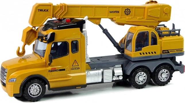 Camion jaune télécommandé avec grue et sons