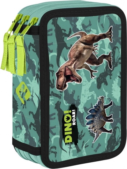 Trousse scolaire Dinosaure à trois compartiments