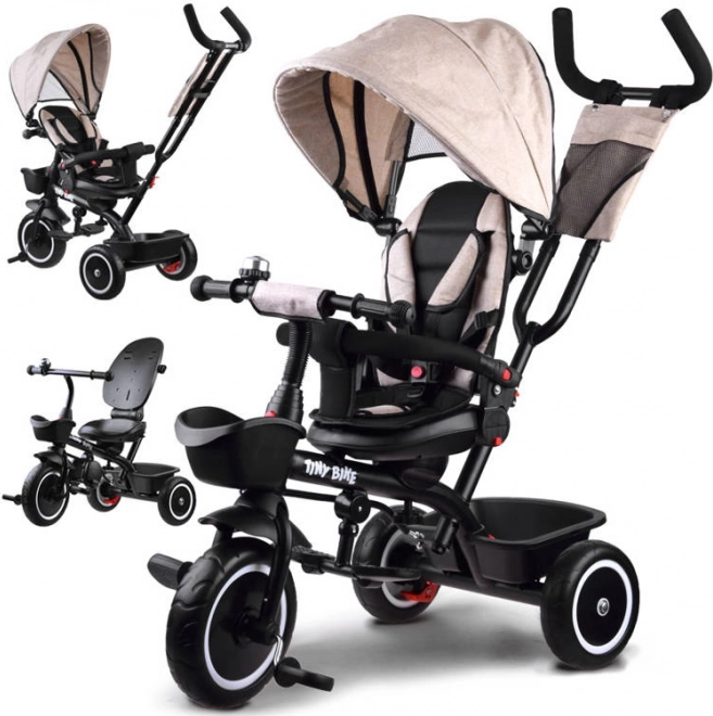 Tricycle pour enfants 3-en-1 avec siège pivotant et capote TINY BIKE – Beige