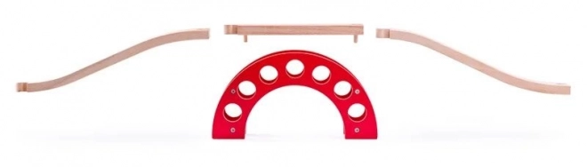 Pont en bois avec arche rouge pour trains